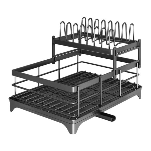 Dish Bowl Rack Kitchen Storage Organizer Dish Drain Rack Multi-function with Accessory Holder Easy Installation