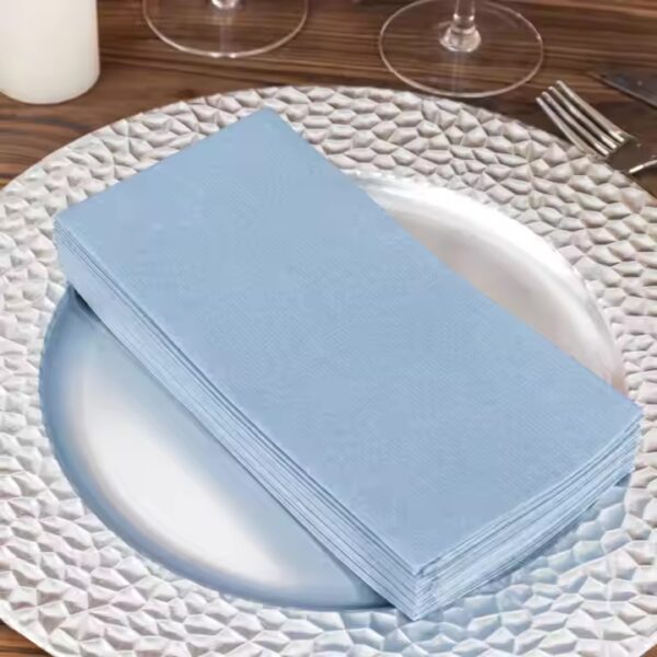 Dusty Blue Linen Feel Airlaid Paper Highly Absorbent Disposable Guest Towels Custom Colored Napkin